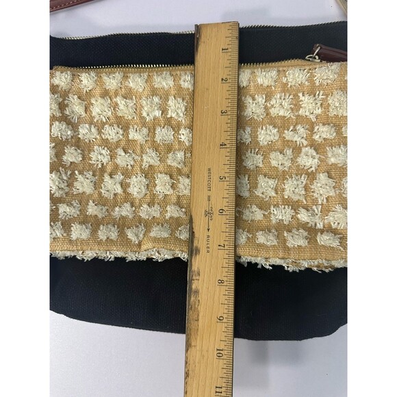 Tommy Bahama Black Linen Crossbody Bag Beige Outer Pocket Shoulder Bag Purse EUC - Picture 12 of 14